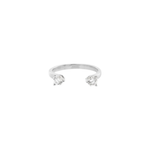 Şener Besim Double Diamond Ring in silver rhodium plating, flat lay
