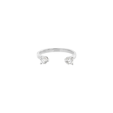 Şener Besim Double Diamond Ring in silver rhodium plating, flat lay