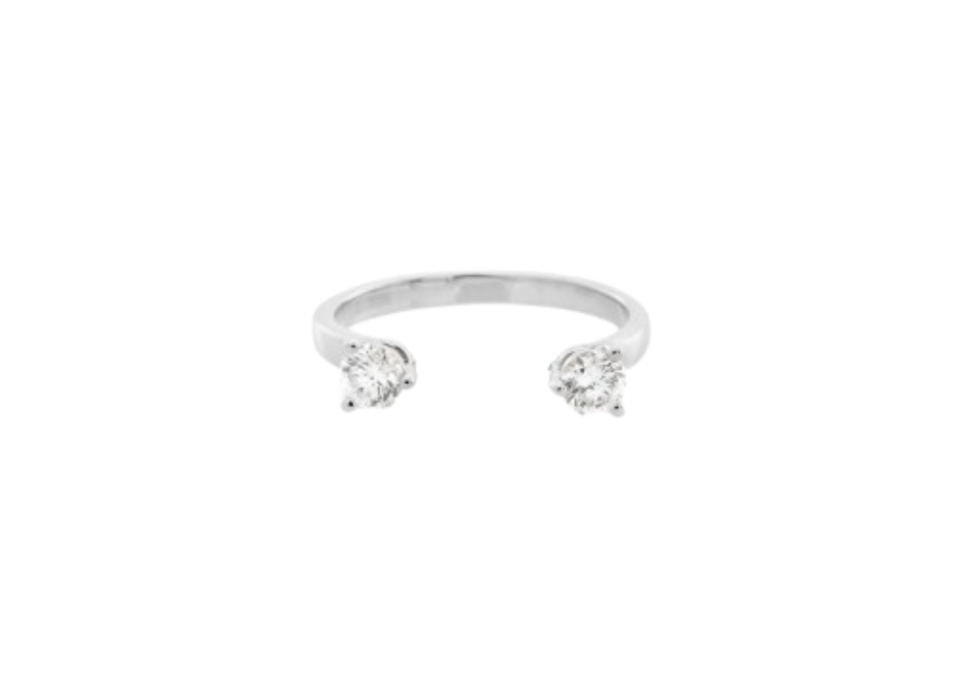 Şener Besim Double Diamond Ring in silver rhodium plating, flat lay
