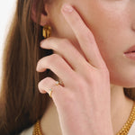 Şener Besim Double Diamond Ring in 14ct gold plating, worn hand