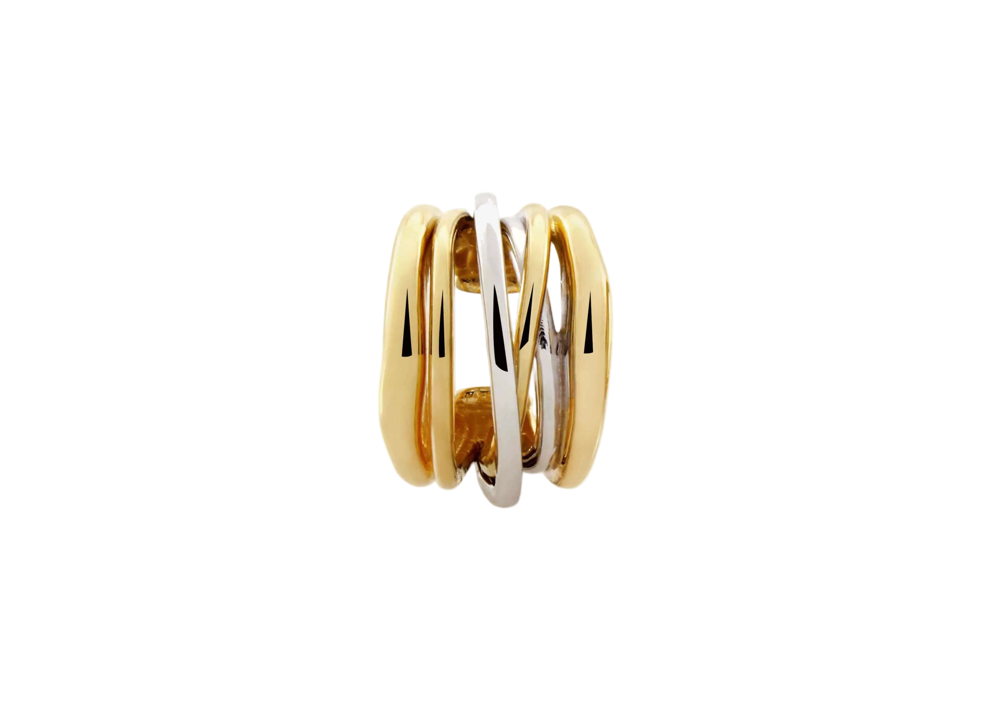 Şener Besim Dynasty Ear Cuff two tone gold silver — six entwined bands detail