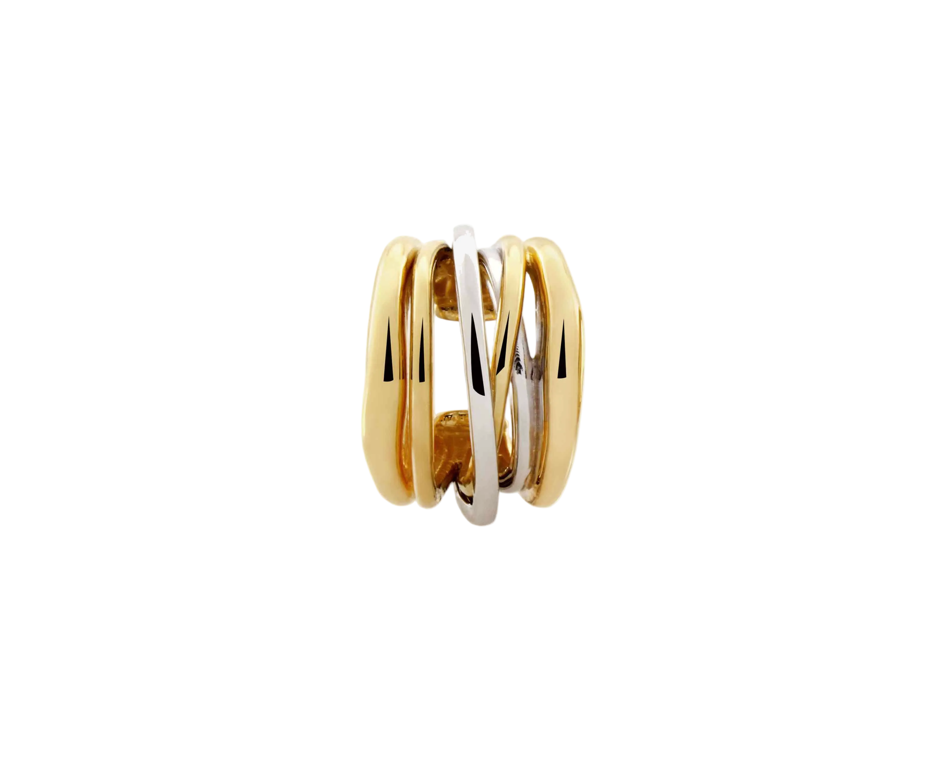 Şener Besim Dynasty Ear Cuff two tone gold silver — six entwined bands detail