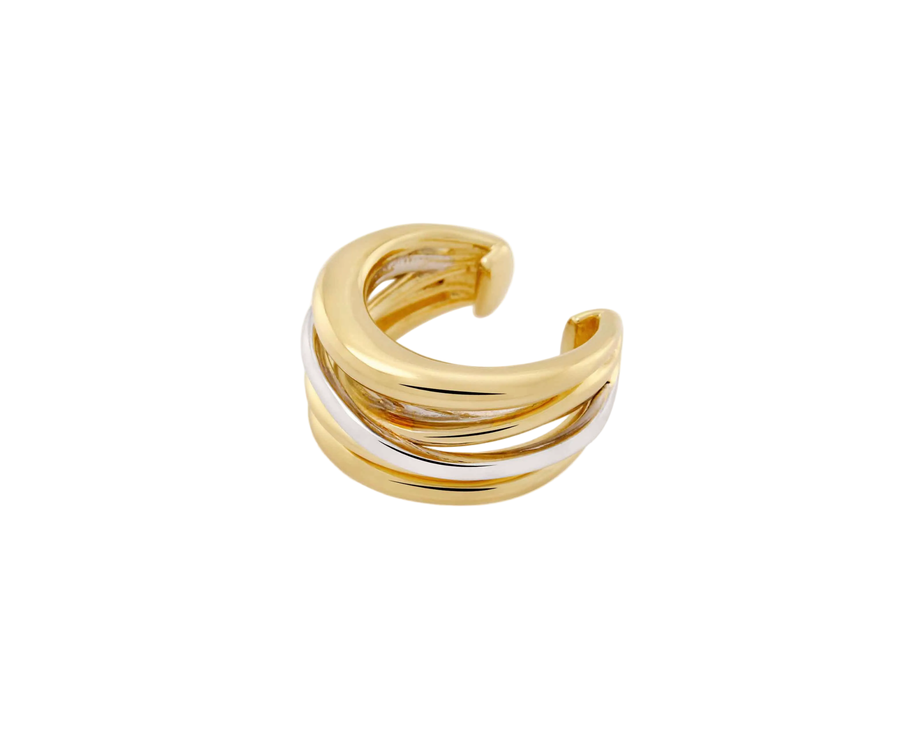 Şener Besim Dynasty Ear Cuff in gold and silver — front view