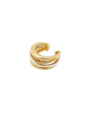 Şener Besim Dynasty Ear Cuff in gold and silver — front view