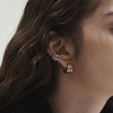 Şener Besim Gold & Silver Dynasty Earrings worn on model