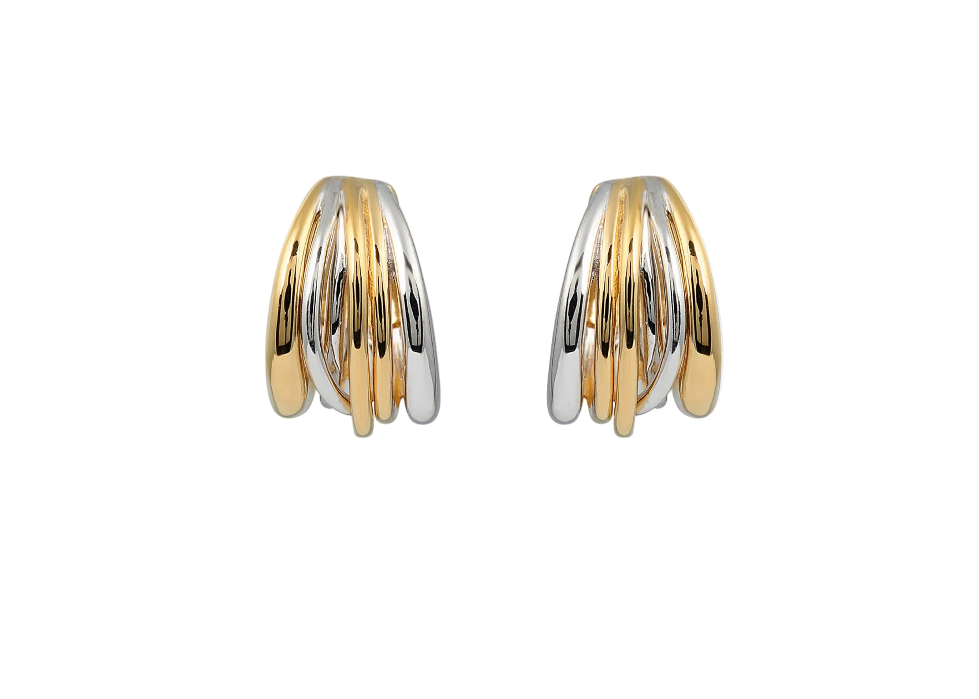 Şener Besim Dynasty Earrings in gold and silver — front view