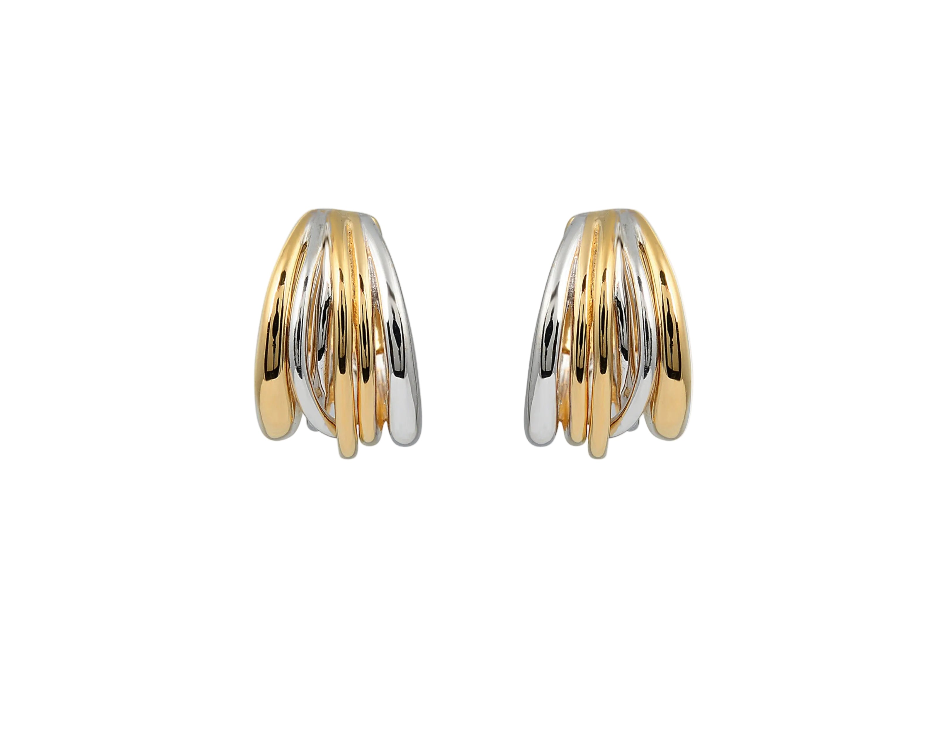Şener Besim Dynasty Earrings in gold and silver — front view
