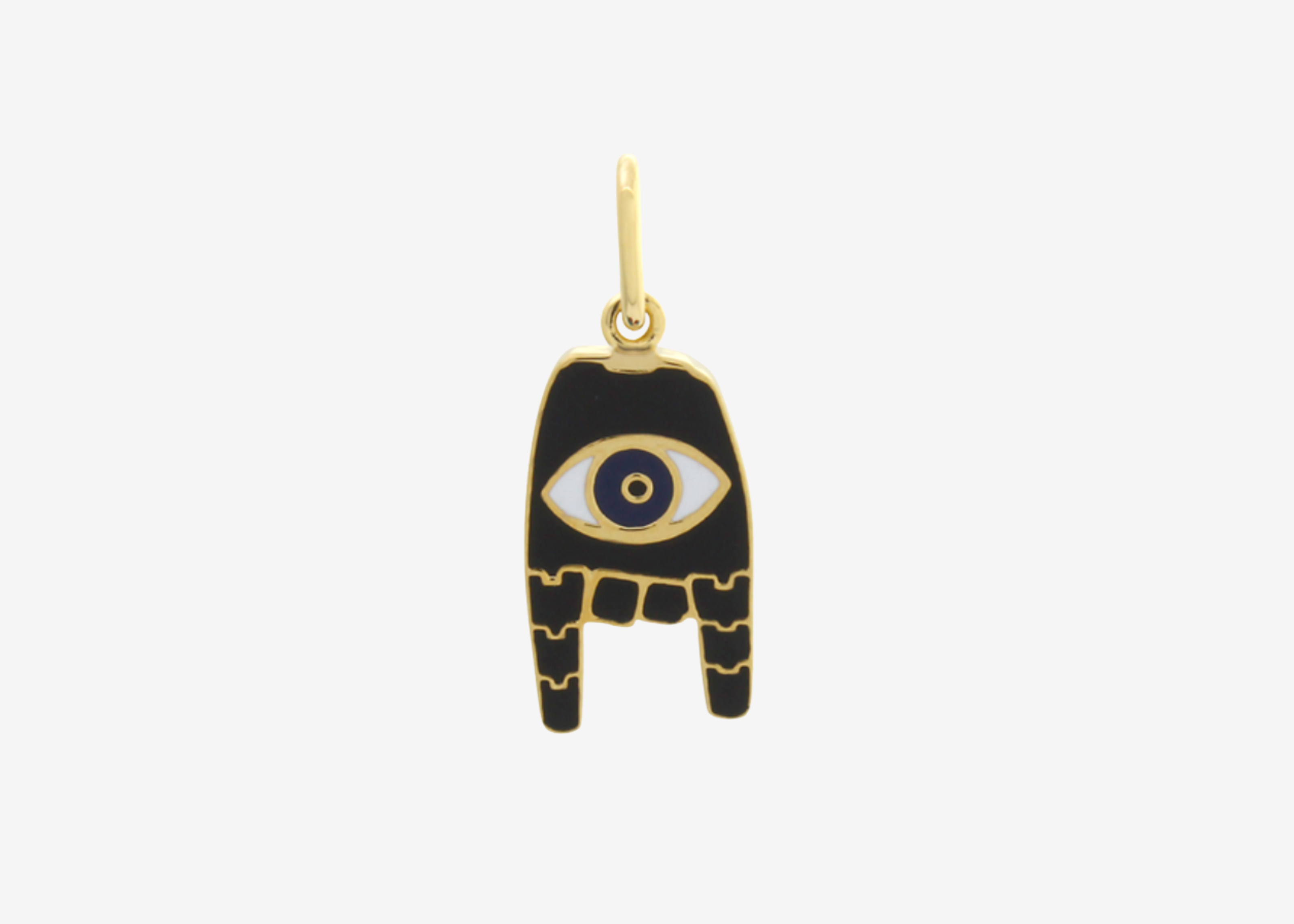 Sener Besim - sterling silver gold plated evil eye detailed enamel charm