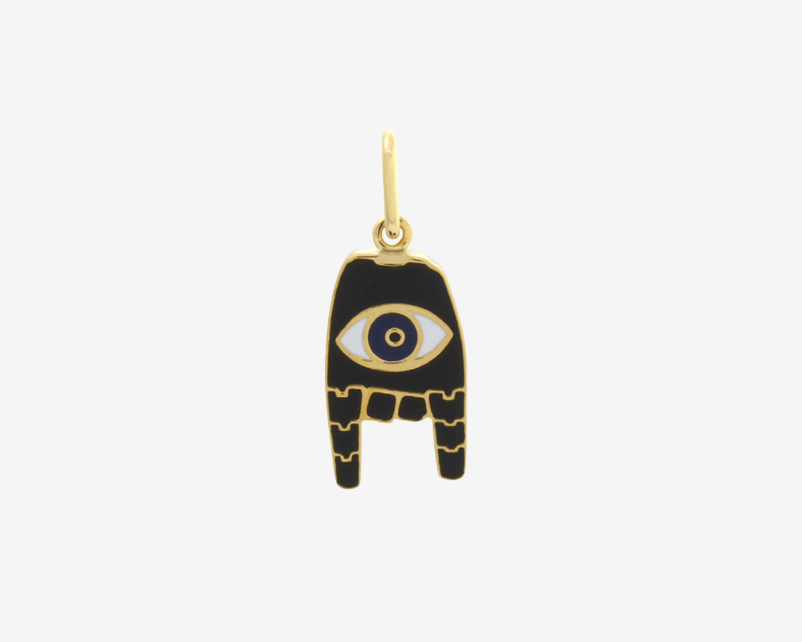Sener Besim - sterling silver gold plated evil eye detailed enamel charm