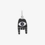 Şener Besim Evil Eye Enamel Charm in rhodium plating with black enamel — Buildable Collection