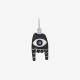 Şener Besim Evil Eye Enamel Charm in rhodium plating with black enamel — Buildable Collection
