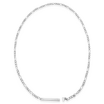 Figaro Chain Necklace in silver rhodium plated sterling silver with paper clip closure, Şener Besim