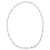 Figaro Chain Necklace in silver rhodium plated sterling silver with paper clip closure, Şener Besim