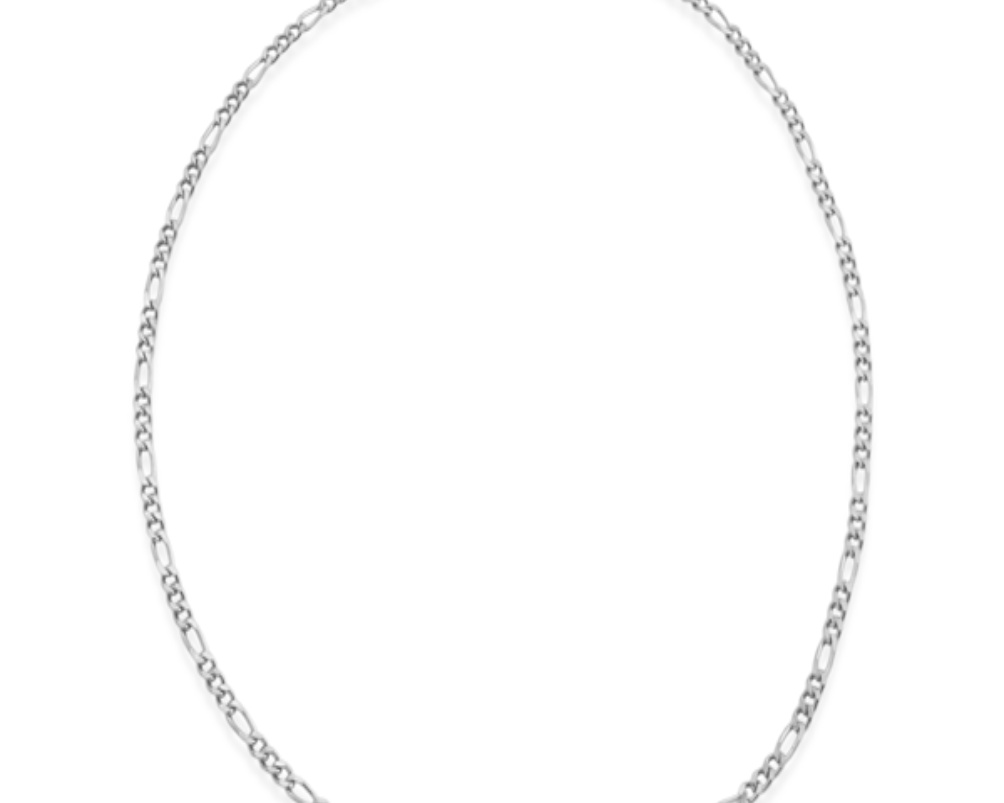 Figaro Chain Necklace in silver rhodium plated sterling silver with paper clip closure, Şener Besim