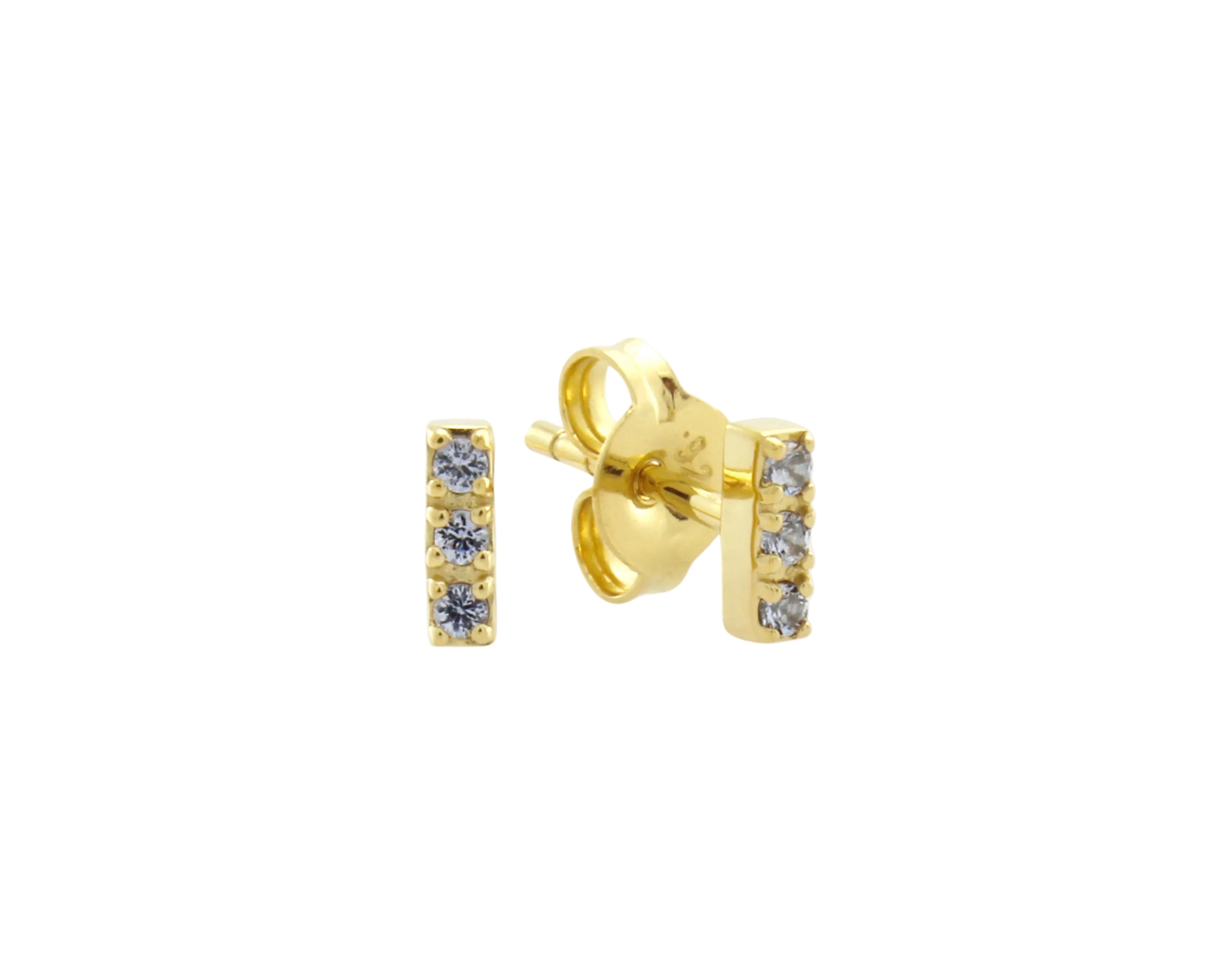 Gem Bar Stud in Blue Sapphire and Gold - Main View