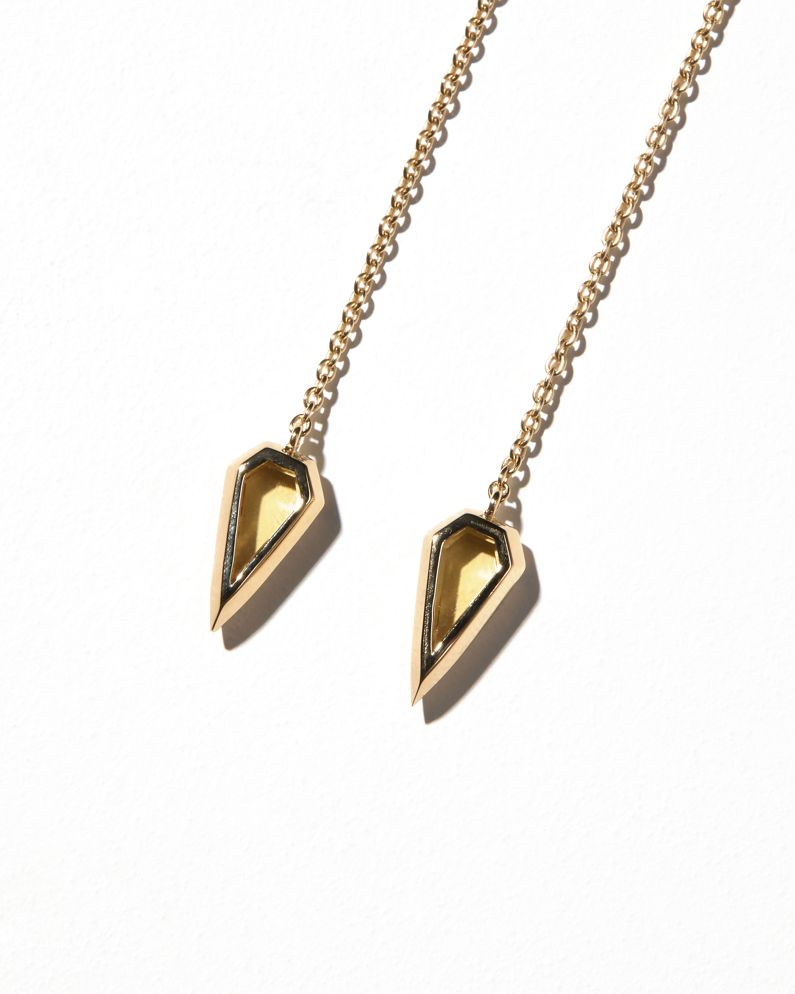 Sener Besim | Spear Gem Thread Earrings - Gold & Yellow Spinel | Earrings