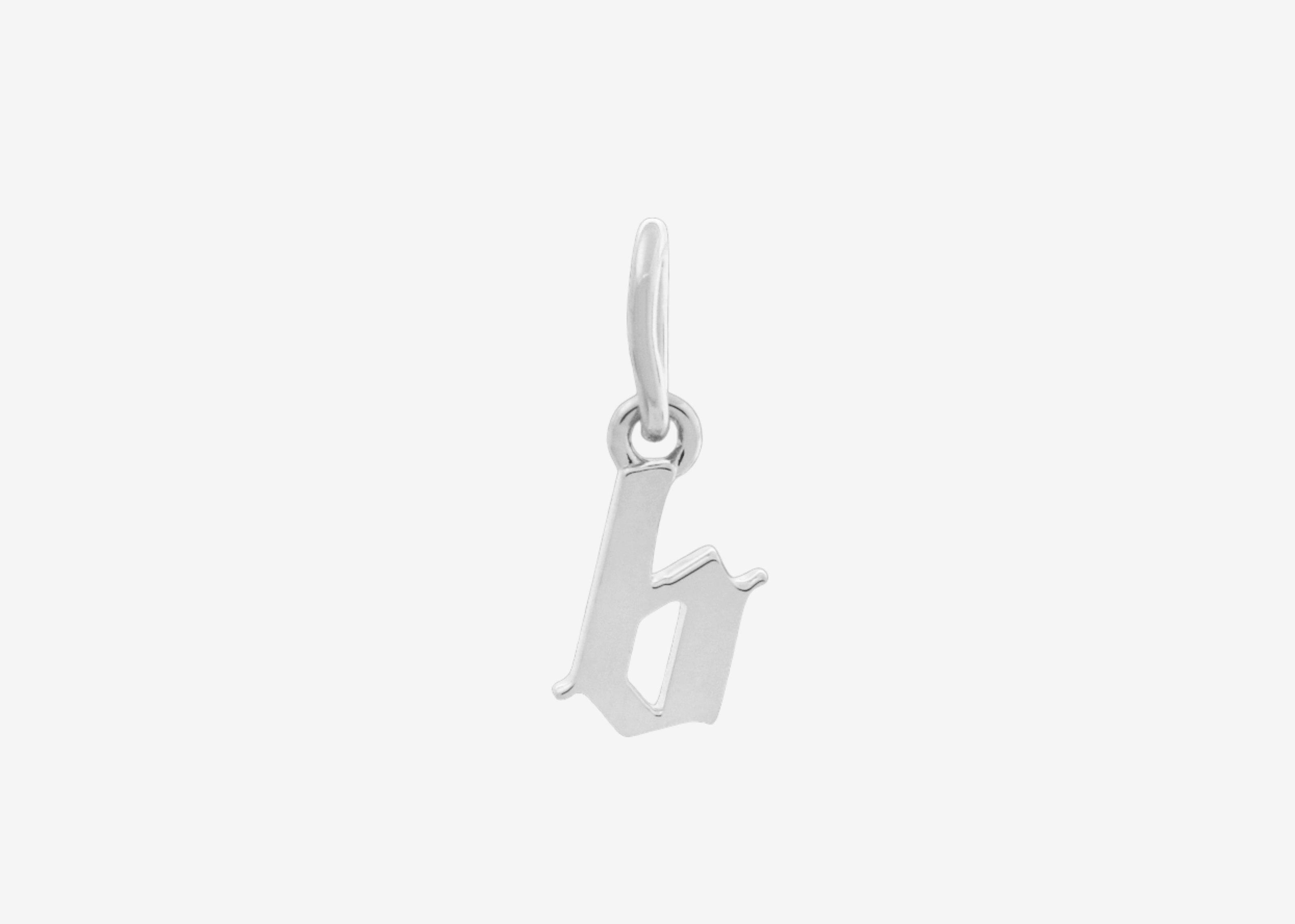 Şener Besim Gothic Letter B Charm in rhodium plating — Buildable Collection