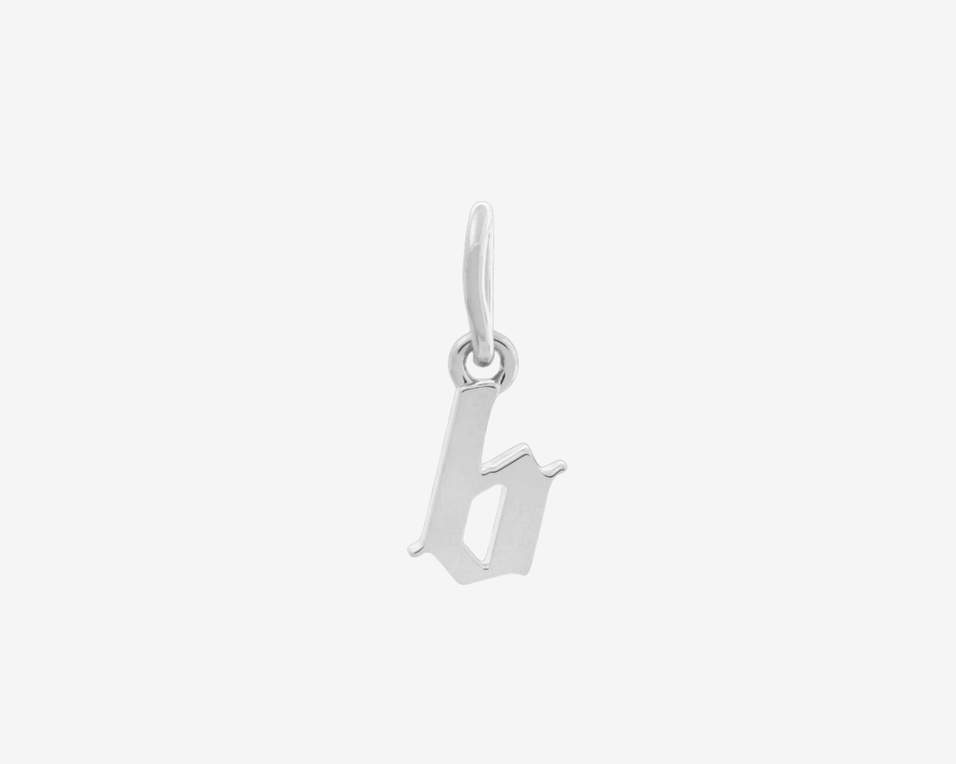 Şener Besim Gothic Letter B Charm in rhodium plating — Buildable Collection
