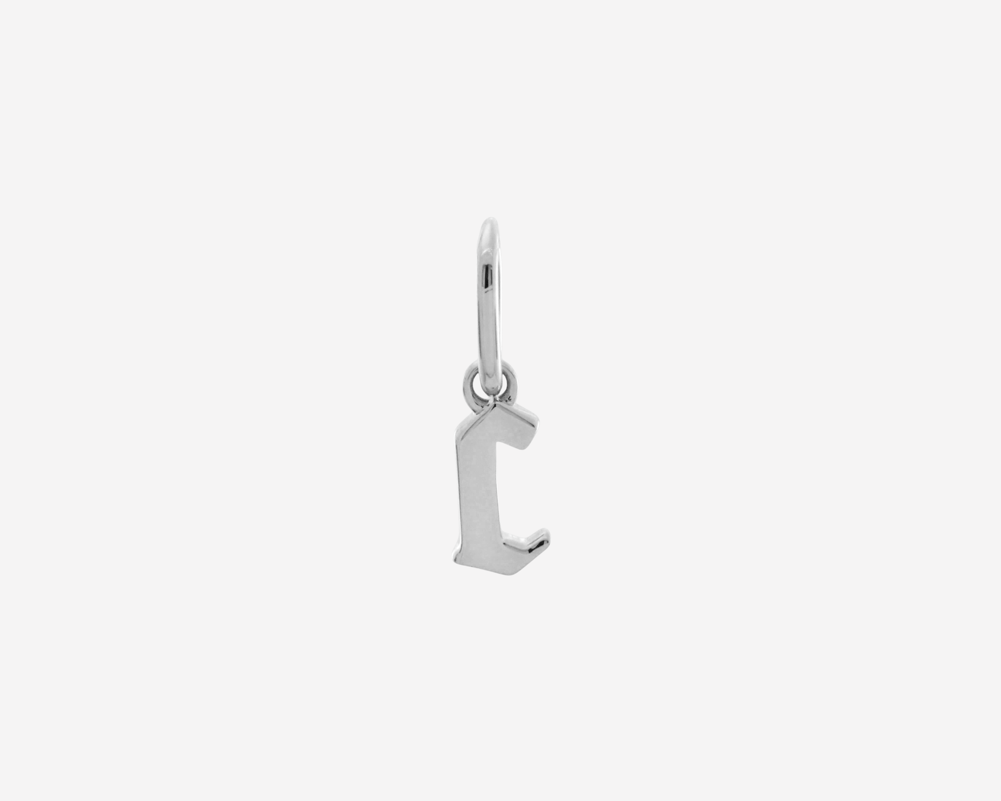 Şener Besim Gothic Letter C Charm in rhodium plating — Buildable Collection