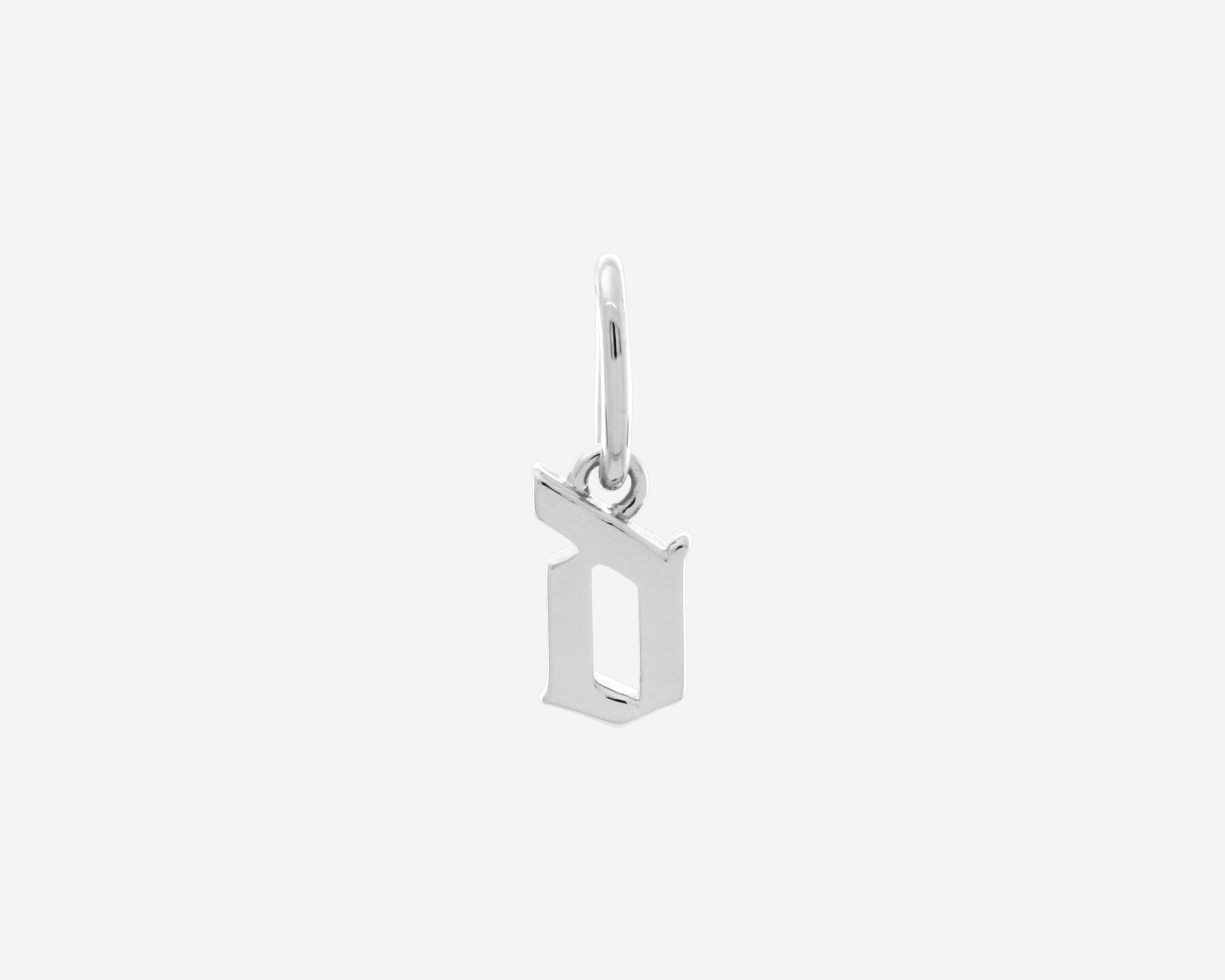 Şener Besim Gothic Letter B Charm in rhodium plating — Buildable Collection