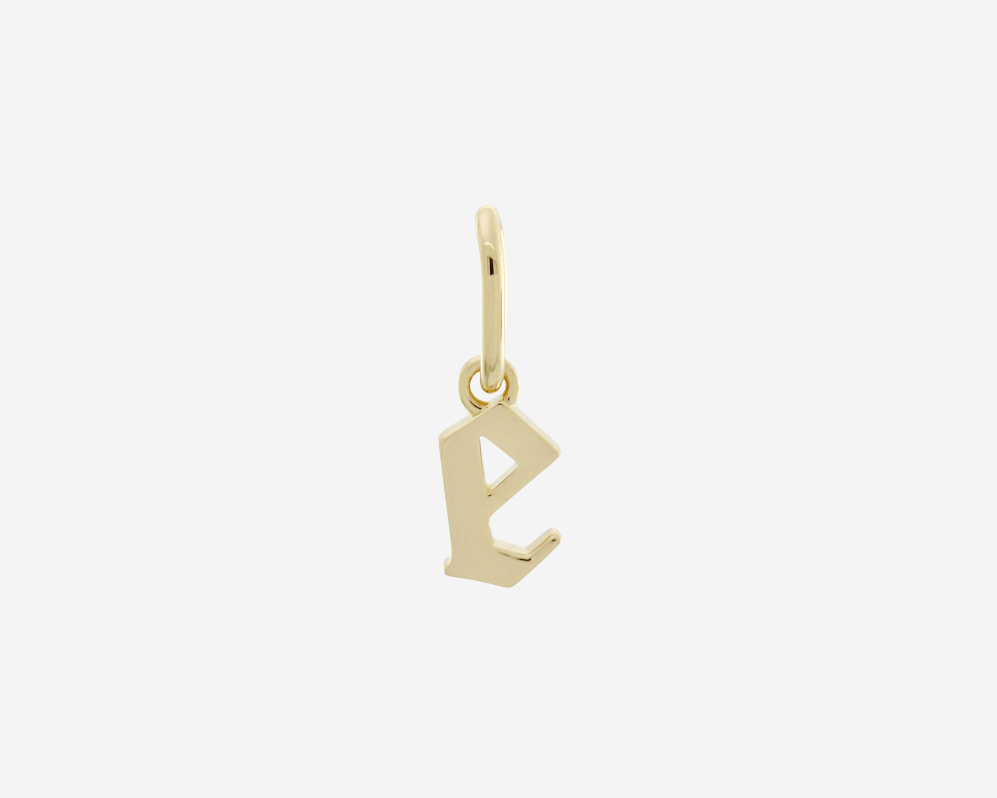 Şener Besim Gothic Letter E Charm in 14ct gold plating — Buildable Collection