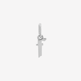 Şener Besim Gothic Letter F Charm in rhodium plating — Buildable Collection