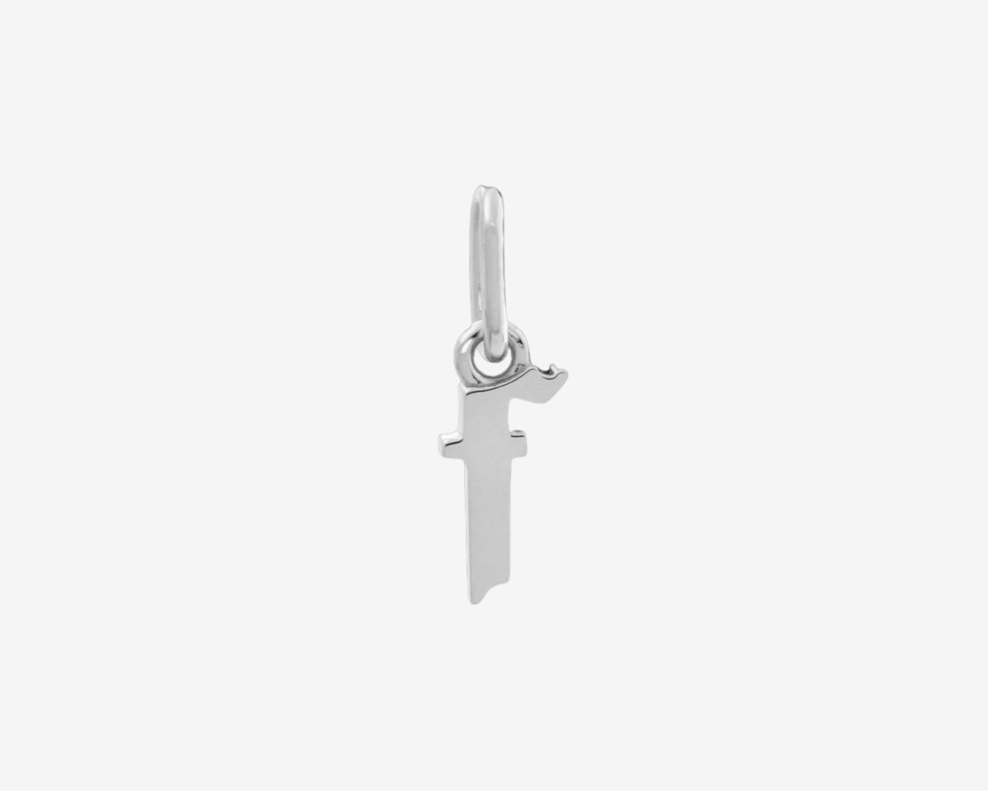 Şener Besim Gothic Letter F Charm in rhodium plating — Buildable Collection