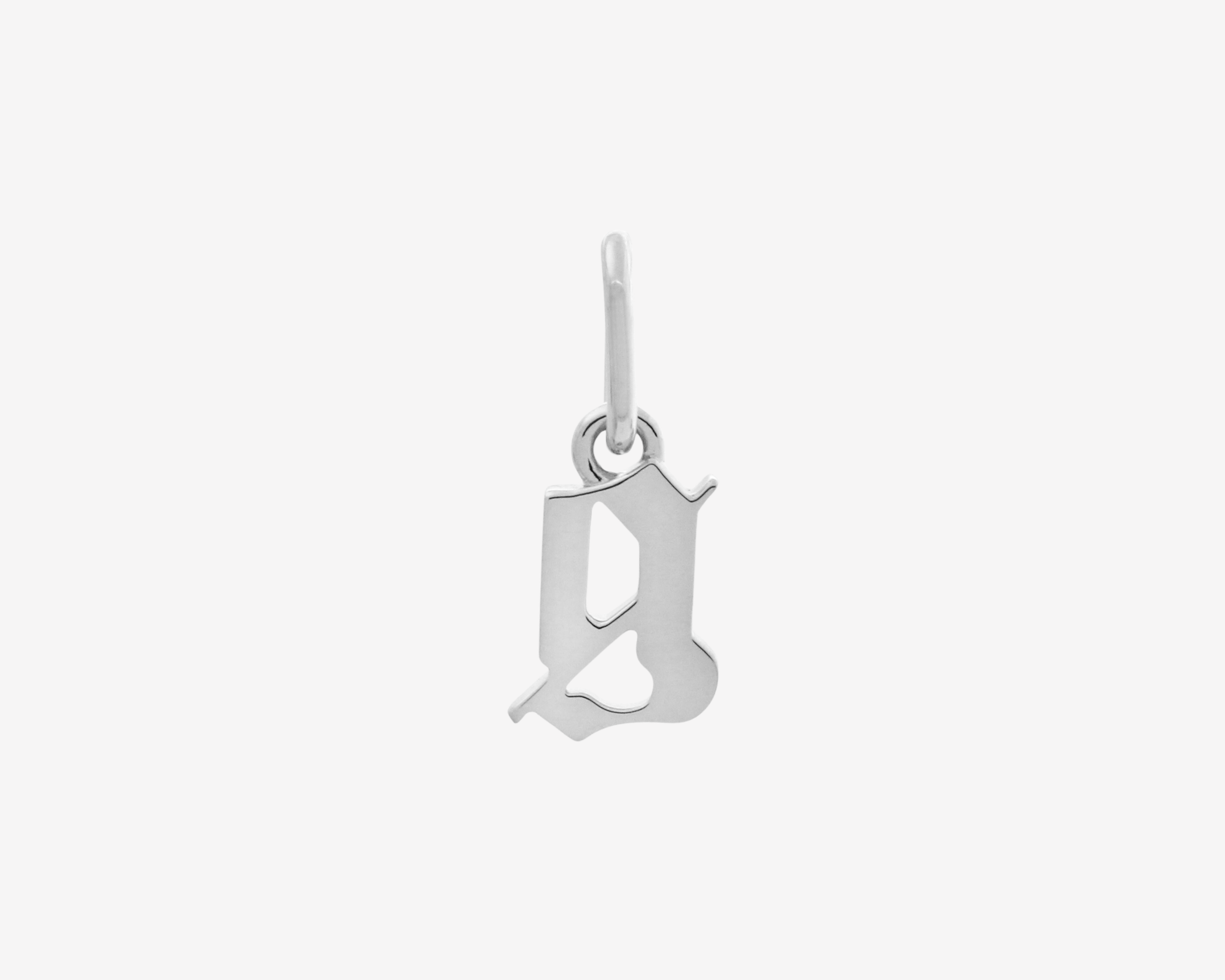 Şener Besim Gothic Letter G Charm in rhodium plating — Buildable Collection