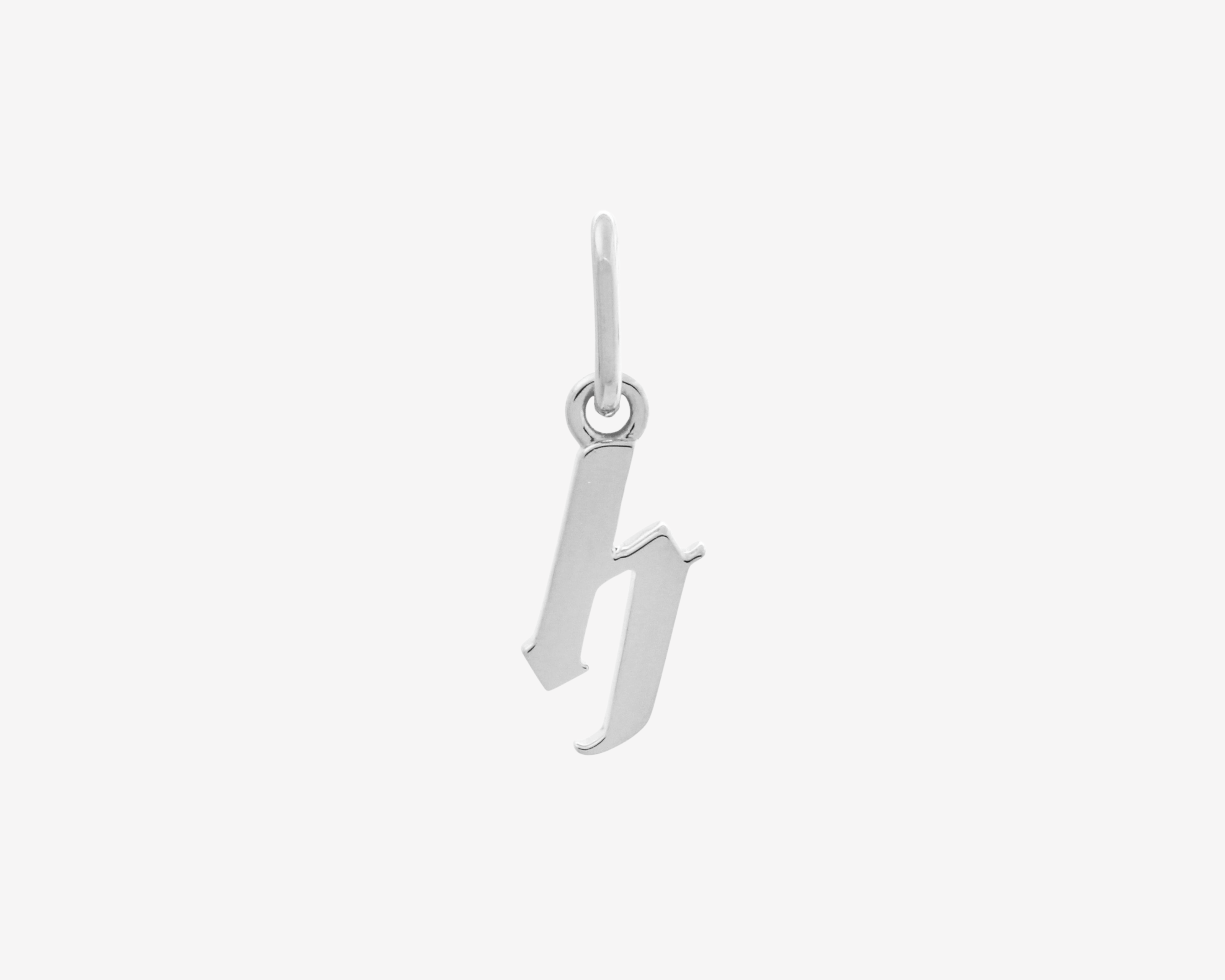 Şener Besim Gothic Letter H Charm in rhodium plating — Buildable Collection