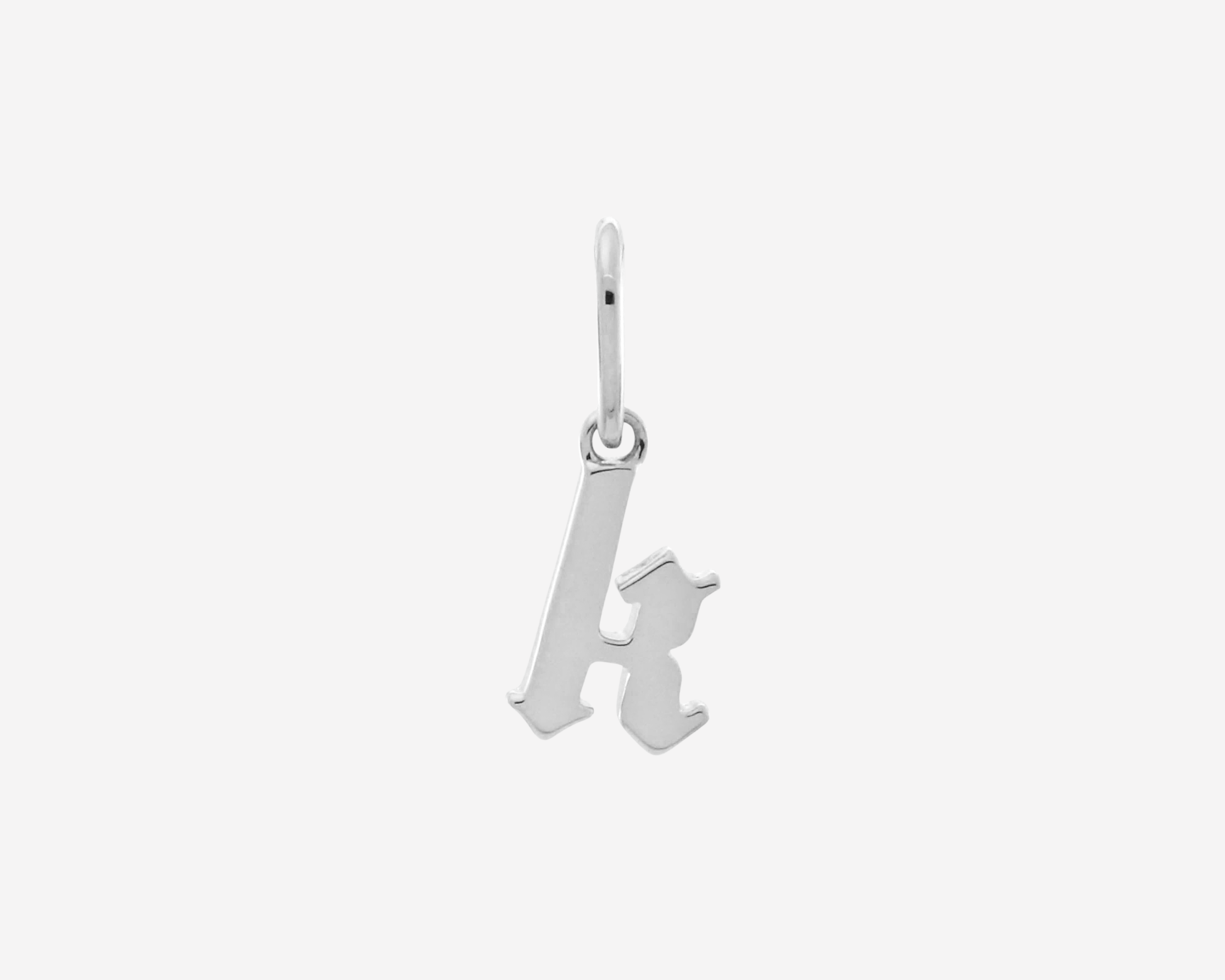 Şener Besim Gothic Letter K Charm in rhodium plating — Buildable Collection