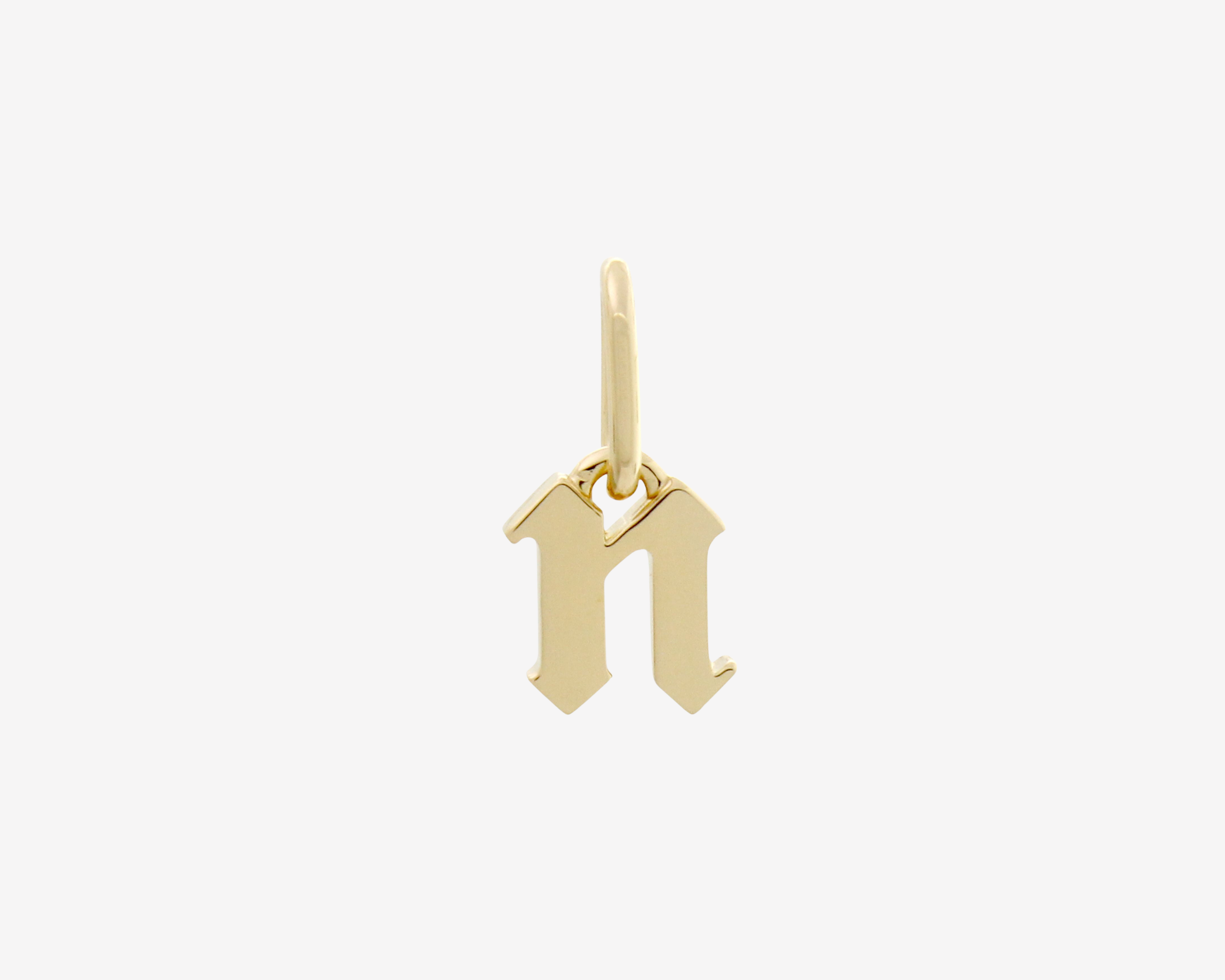Şener Besim Gothic Letter N Charm in 14ct gold plating — Buildable Collection