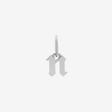 Şener Besim Gothic Letter N Charm in rhodium plating — Buildable Collection
