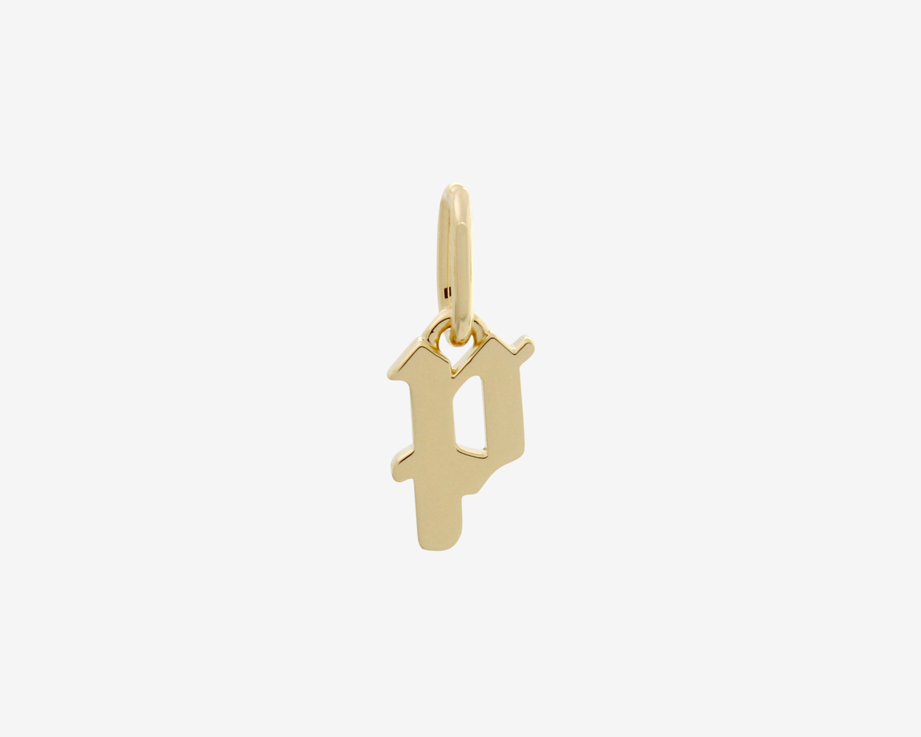 Şener Besim Gothic Letter P Charm in 14ct gold plating — Buildable Collection