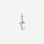 Şener Besim Gothic Letter R Charm in rhodium plating — Buildable Collection