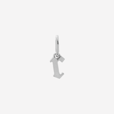 Şener Besim Gothic Letter R Charm in rhodium plating — Buildable Collection