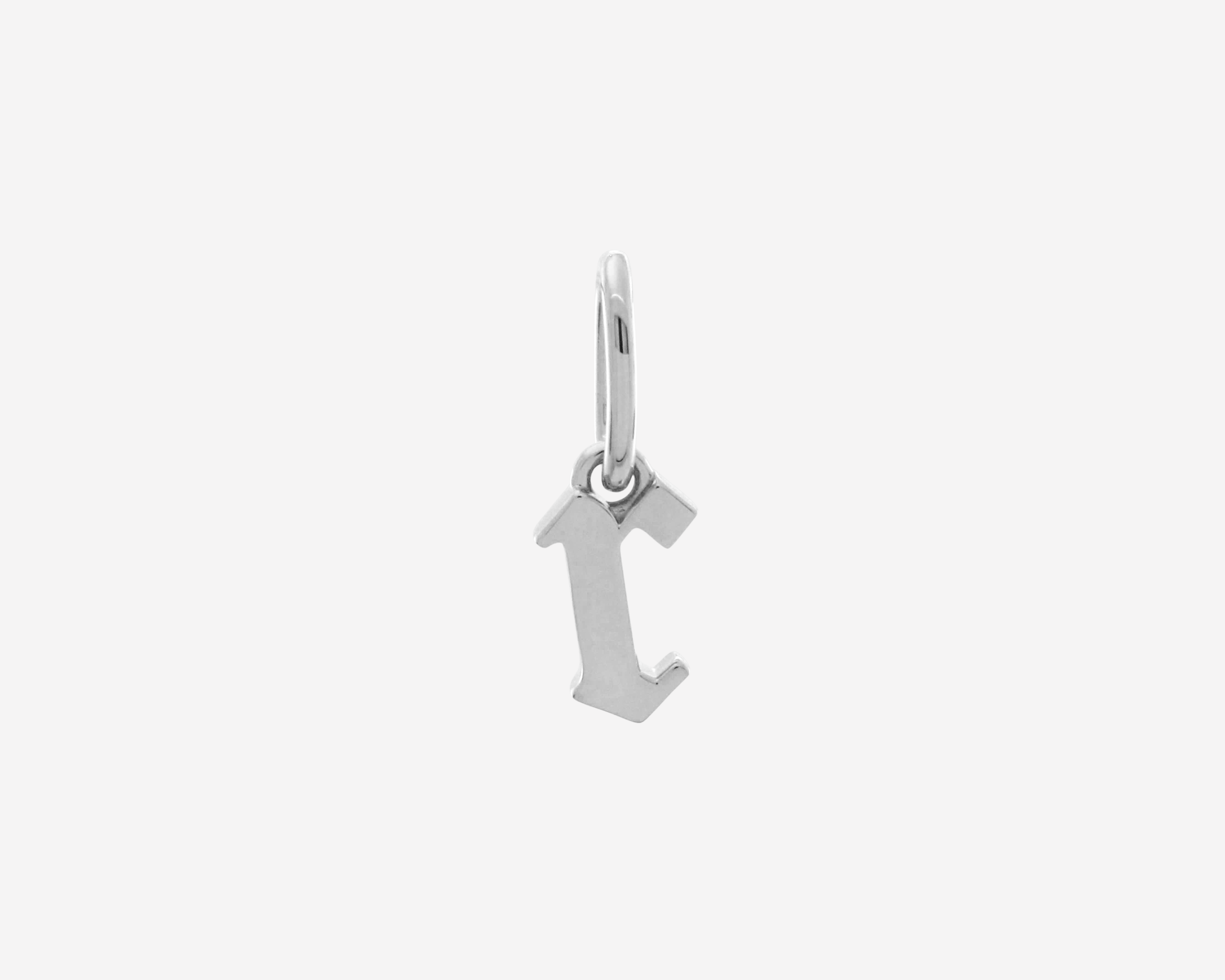 Şener Besim Gothic Letter R Charm in rhodium plating — Buildable Collection