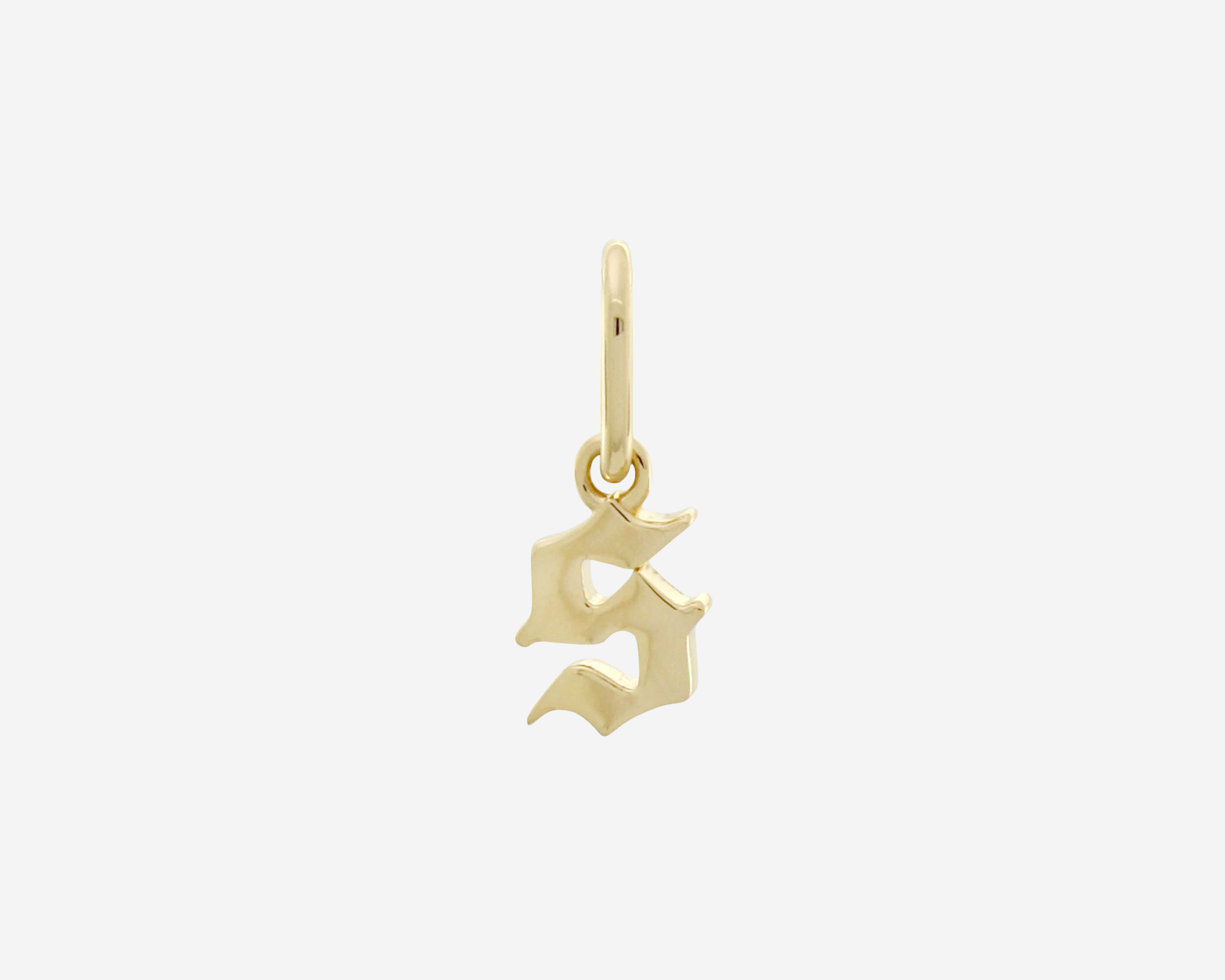 Şener Besim Gothic Letter S Charm in 14ct gold plating — Buildable Collection