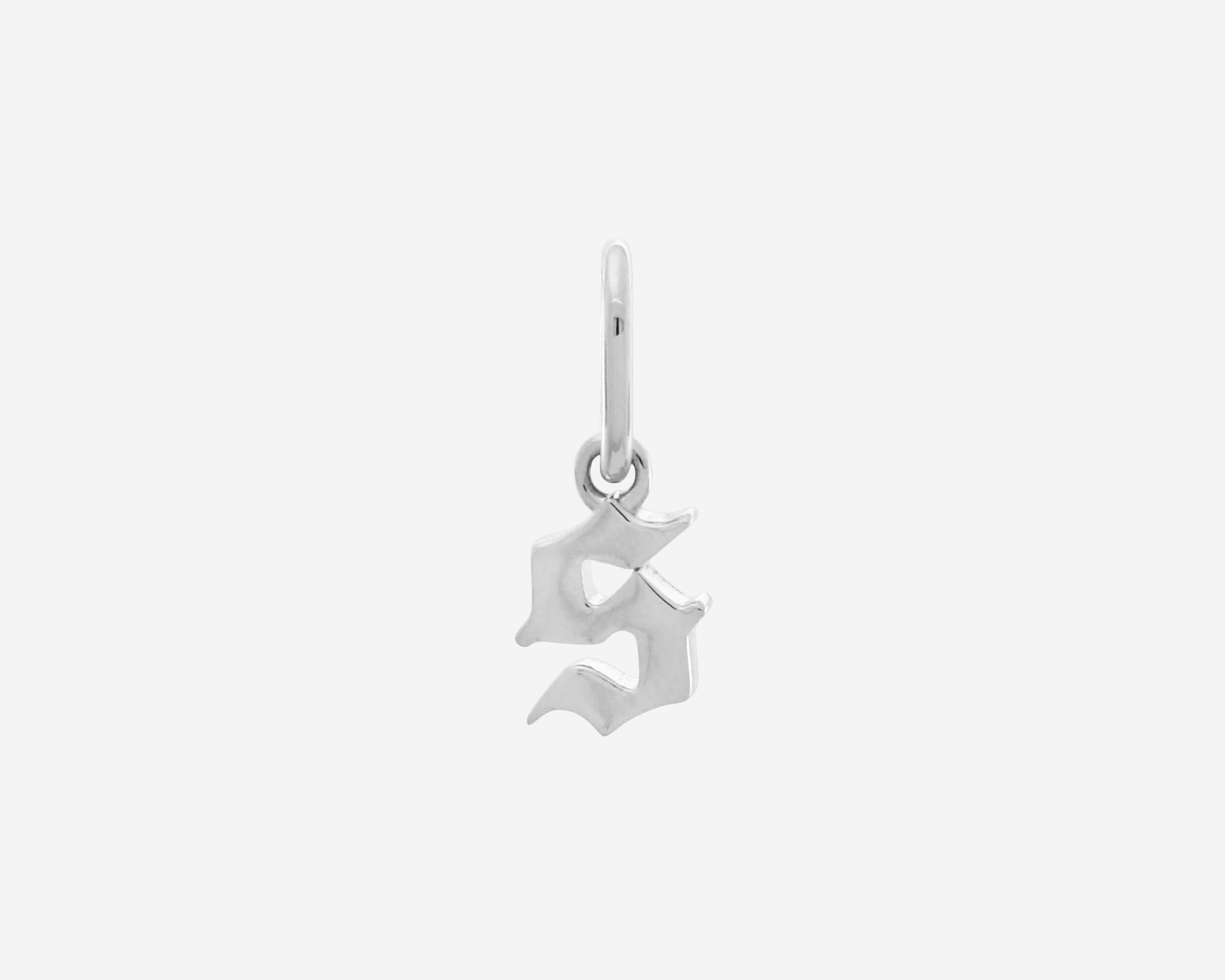 Şener Besim Gothic Letter S Charm in rhodium plating — Buildable Collection
