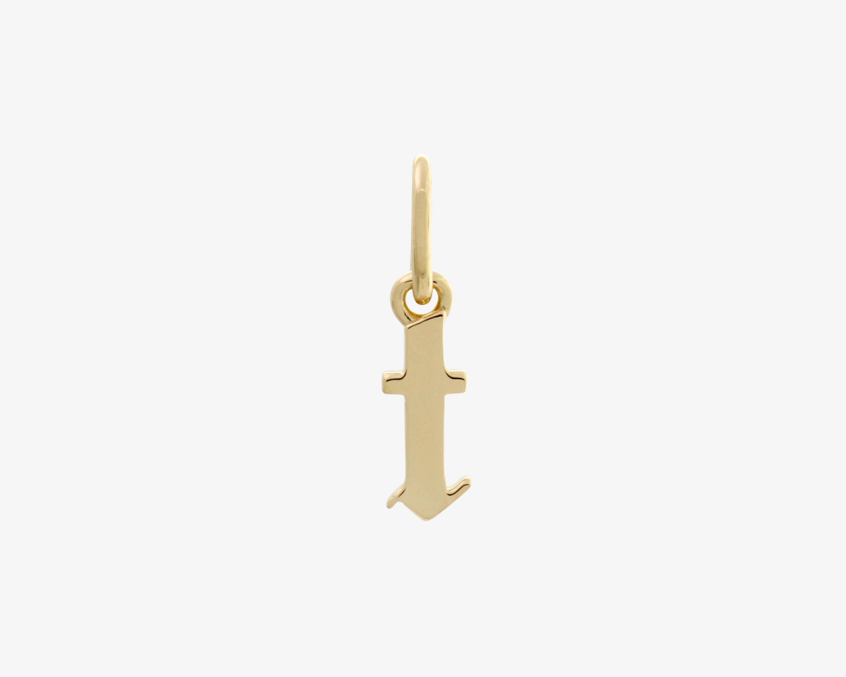 Şener Besim Gothic Letter T Charm in 14ct gold plating — Buildable Collection