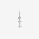 Şener Besim Gothic Letter T Charm in rhodium plating — Buildable Collection