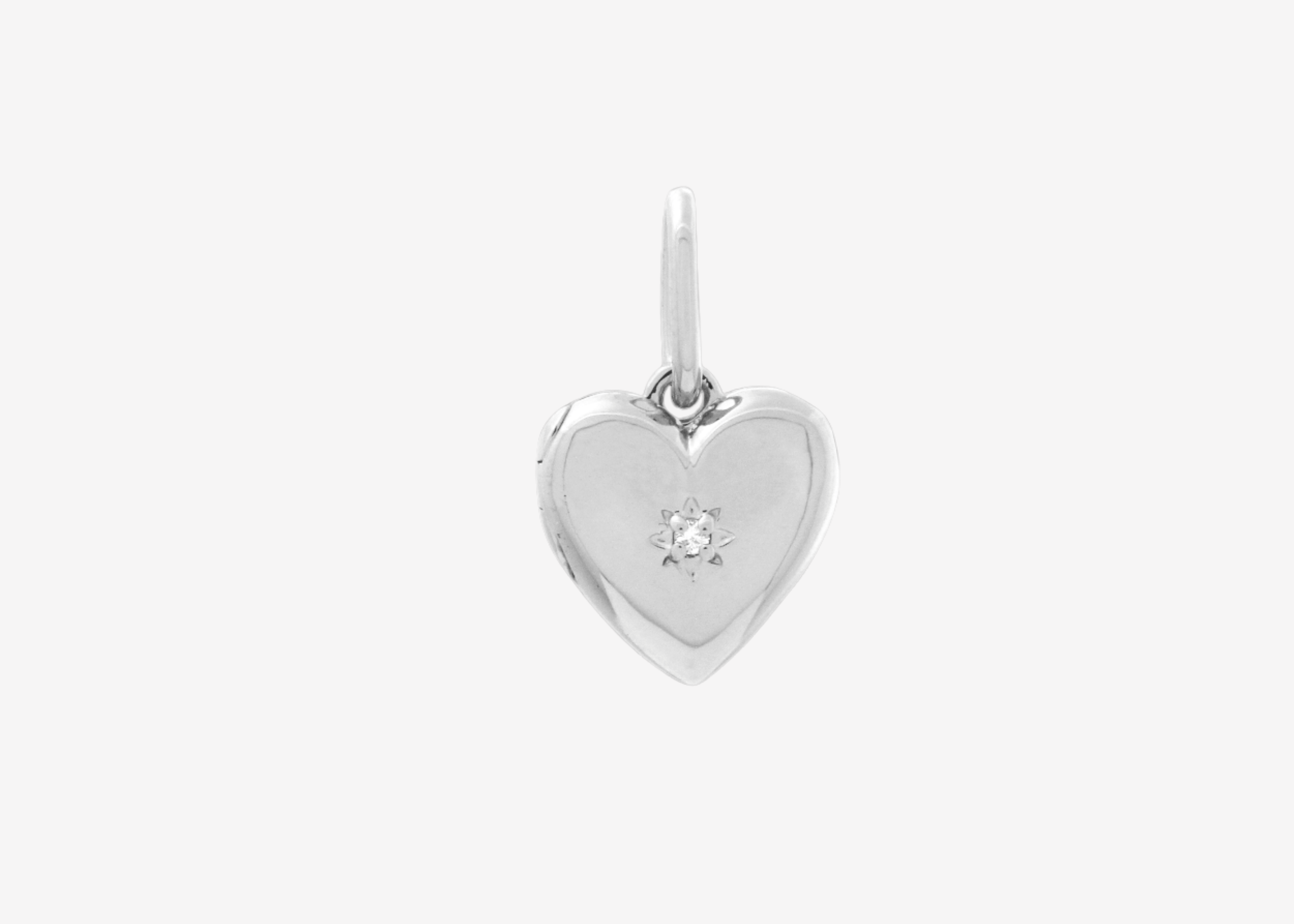 Şener Besim Heart Locket Charm in rhodium plating — Buildable Collection