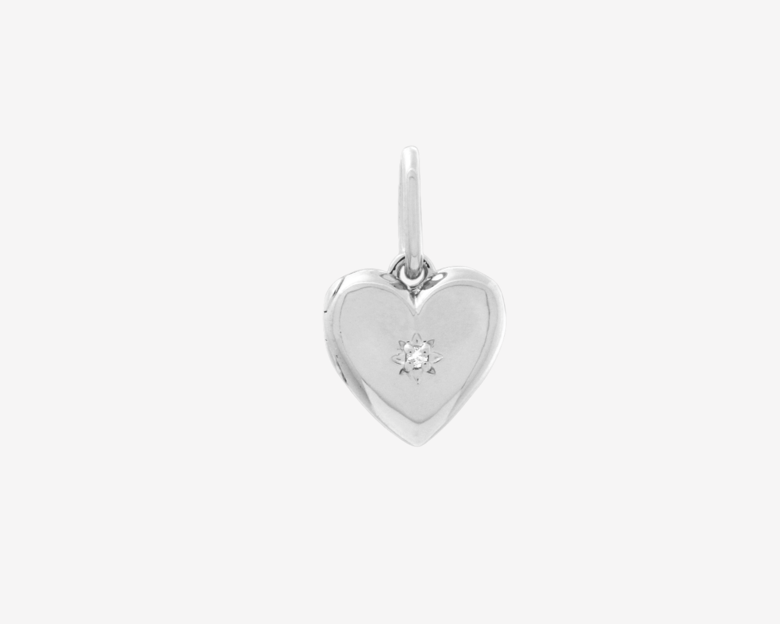 Şener Besim Heart Locket Charm in rhodium plating — Buildable Collection