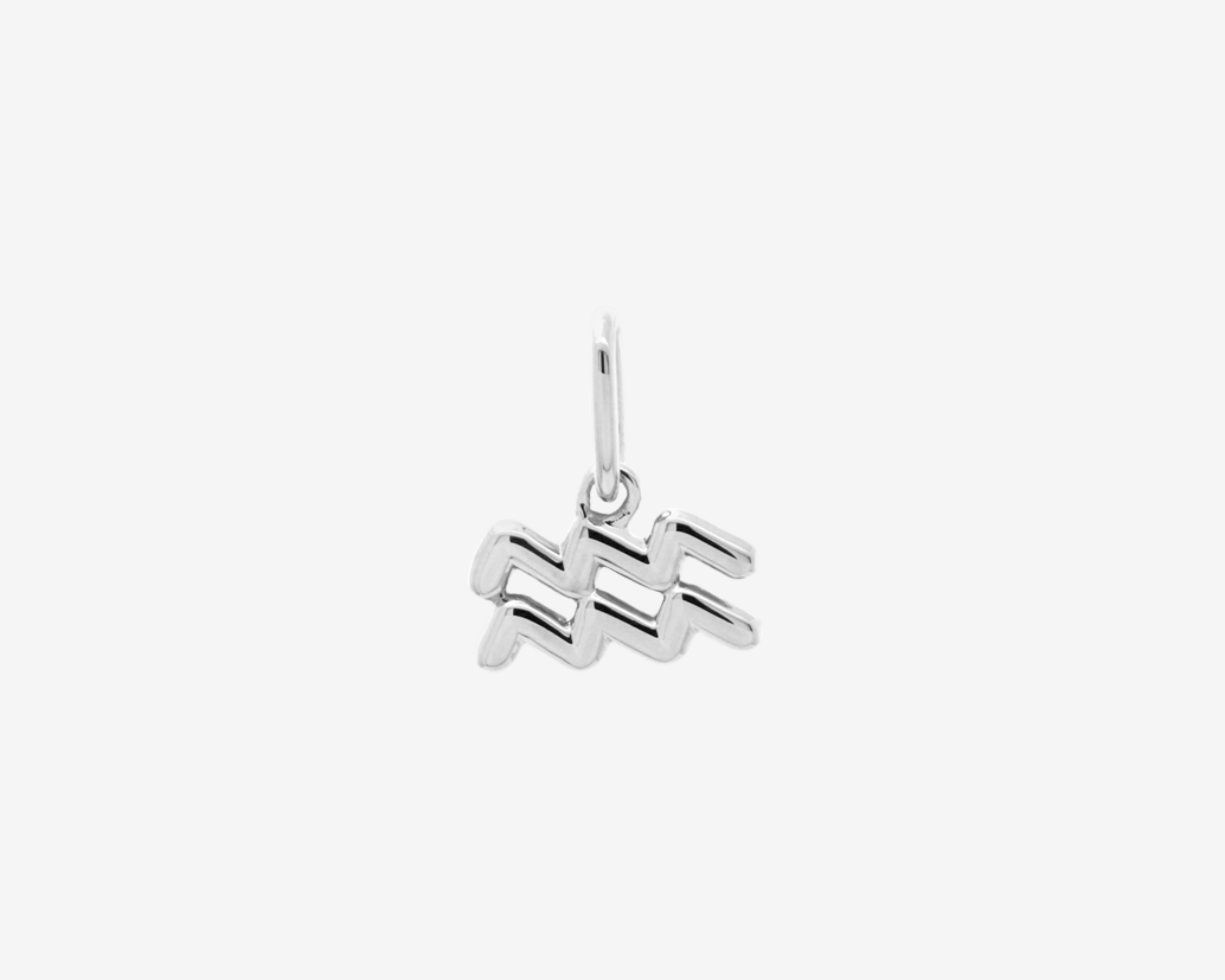 Aquarius Horoscope Charm Silver by Şener Besim in sterling silver with rhodium plating
