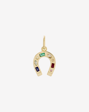 Horseshoe With Gems Charm Gold