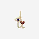 Şener Besim I Love You Charm in 14ct gold plating with diamond, ruby and evil eye details — Buildable Collection