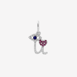 Şener Besim I Love You Charm in rhodium plating with diamond, ruby and evil eye details — Buildable Collection