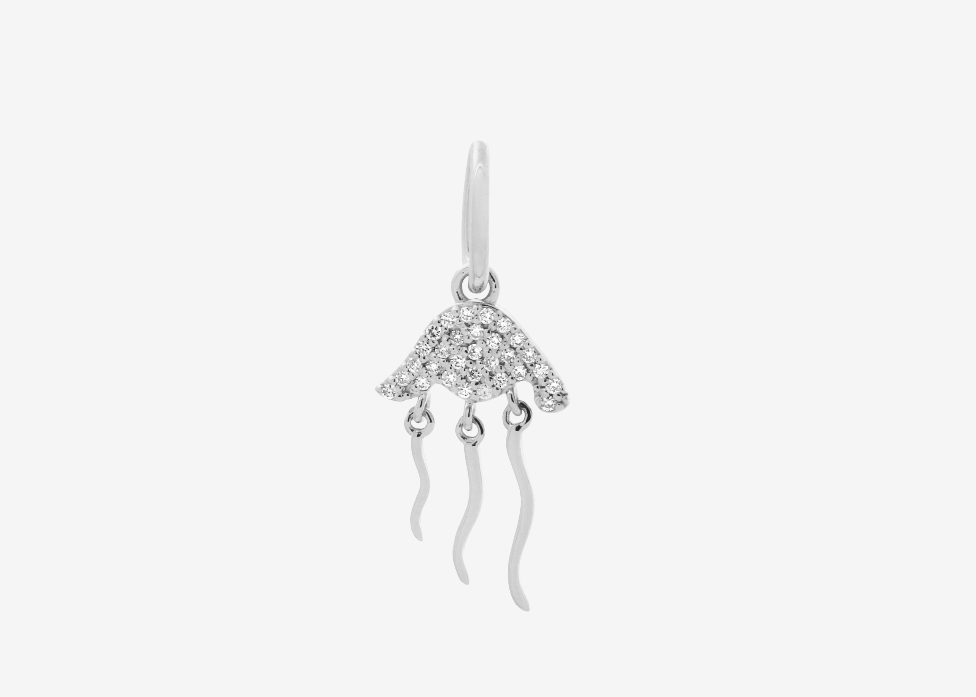 Şener Besim Jellyfish Charm in rhodium plating with lab-grown diamond accents — Buildable Collection