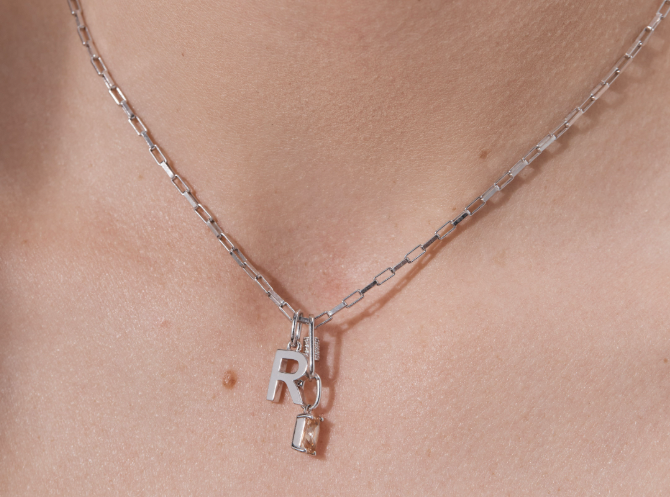 Sener Besim Letter Charm Worn