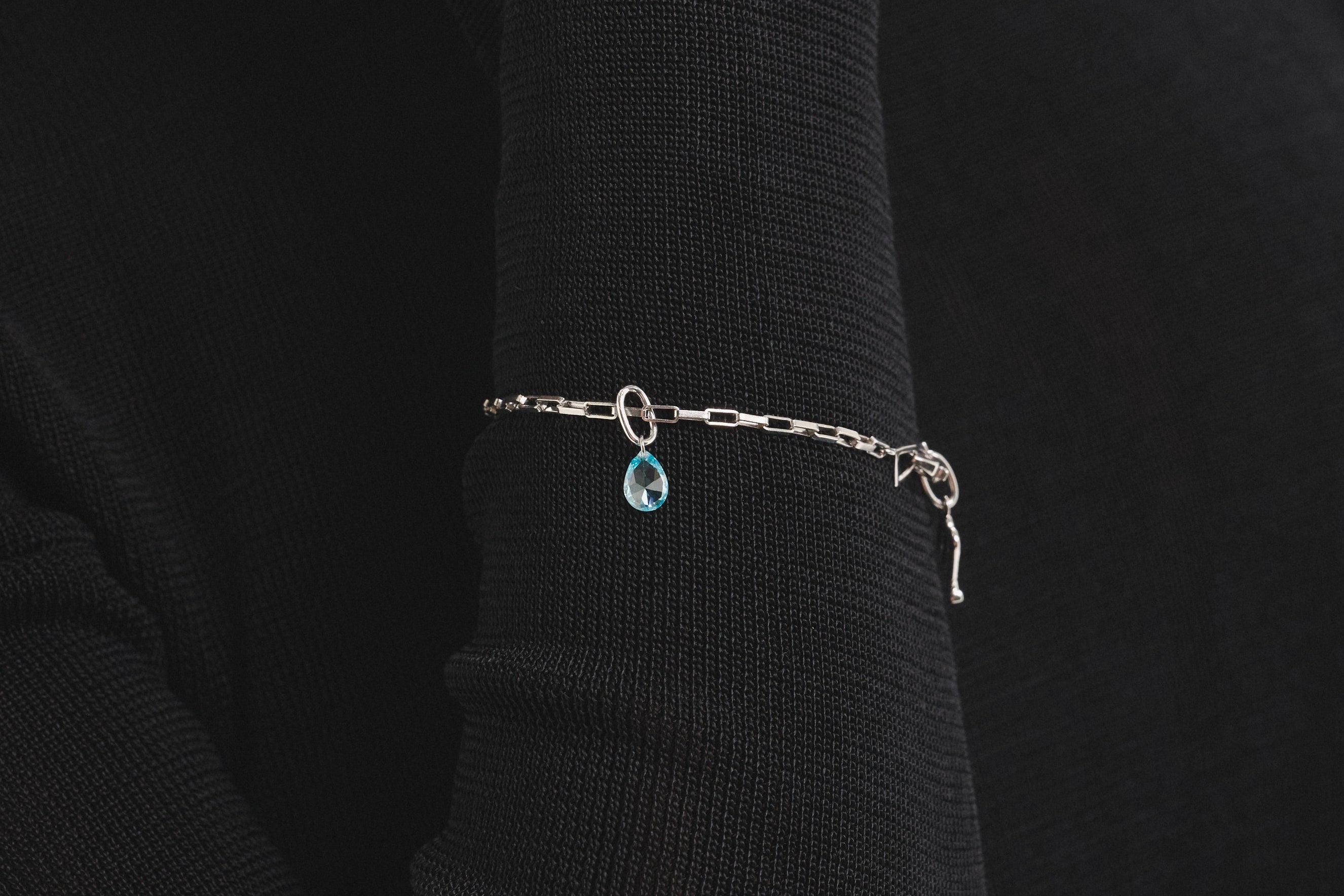 Sener Besim Blue Teardrop Charm Worn
