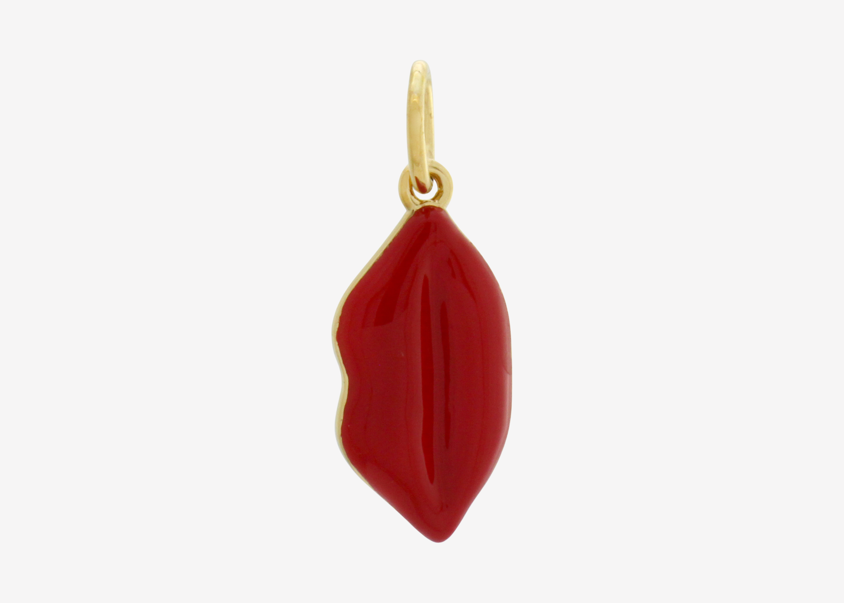Şener Besim Lips Red Enamel Charm in gold plating, buildable collection